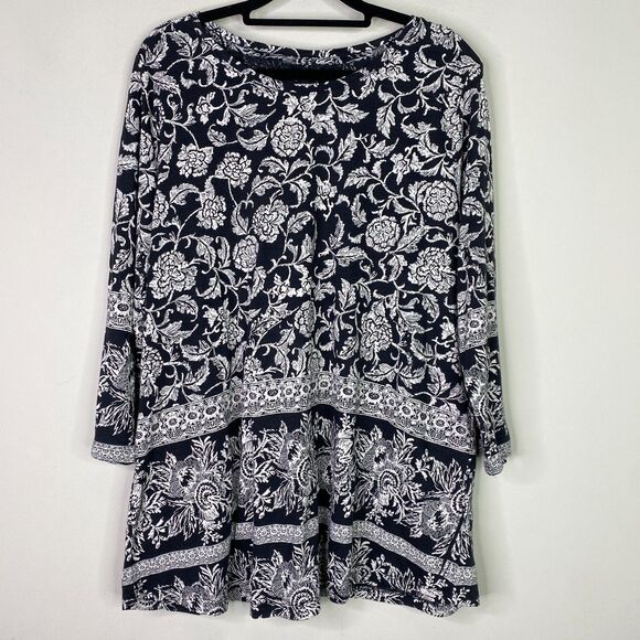 New Lucky Brand Floral Print Tunic Blouse Women's Plus Size 1X - Picture 1 of 10